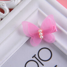 (E2‑030 Rose Red) Baby Girls Hair Clips Cute Shaped Soft Chiffon Rose Red