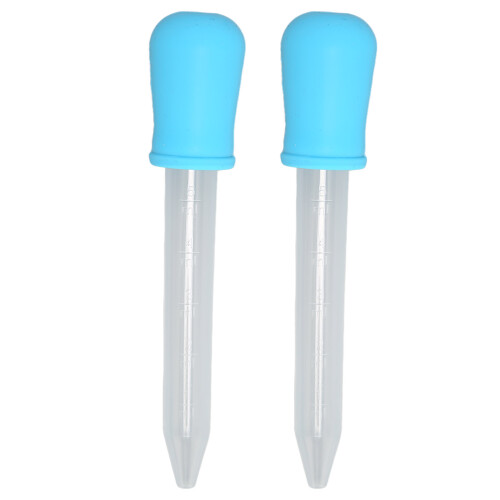 (Blue) 2pcs Silicone Calibrated Dropper Pipette Red