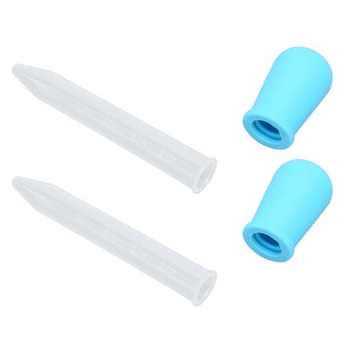 (Blue) 2pcs Silicone Calibrated Dropper Pipette Red 2