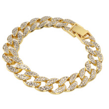 (Gold) Cuban Bracelet Rhinestone Hip Hop Couple Ankle Rose Gold