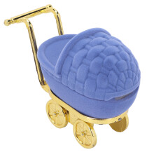 (Blue) Personalized Baby Carriage Jewelry Box for Earrings Necklace