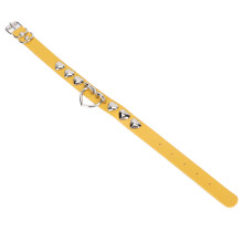 (Yellow) PU Leather Choker Collar Heart Adjustable Necklace