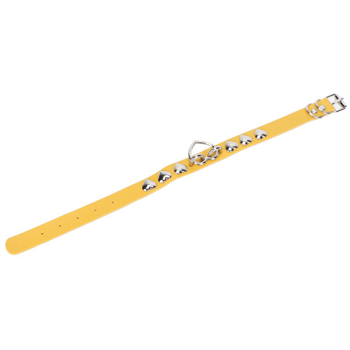 (Yellow) PU Leather Choker Collar Heart Adjustable Necklace 2