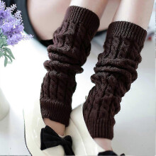 (Light grey, One size) Women Ladies Winter Warm Leg Warmers Long Knit Knitted Crochet Socks Leggings
