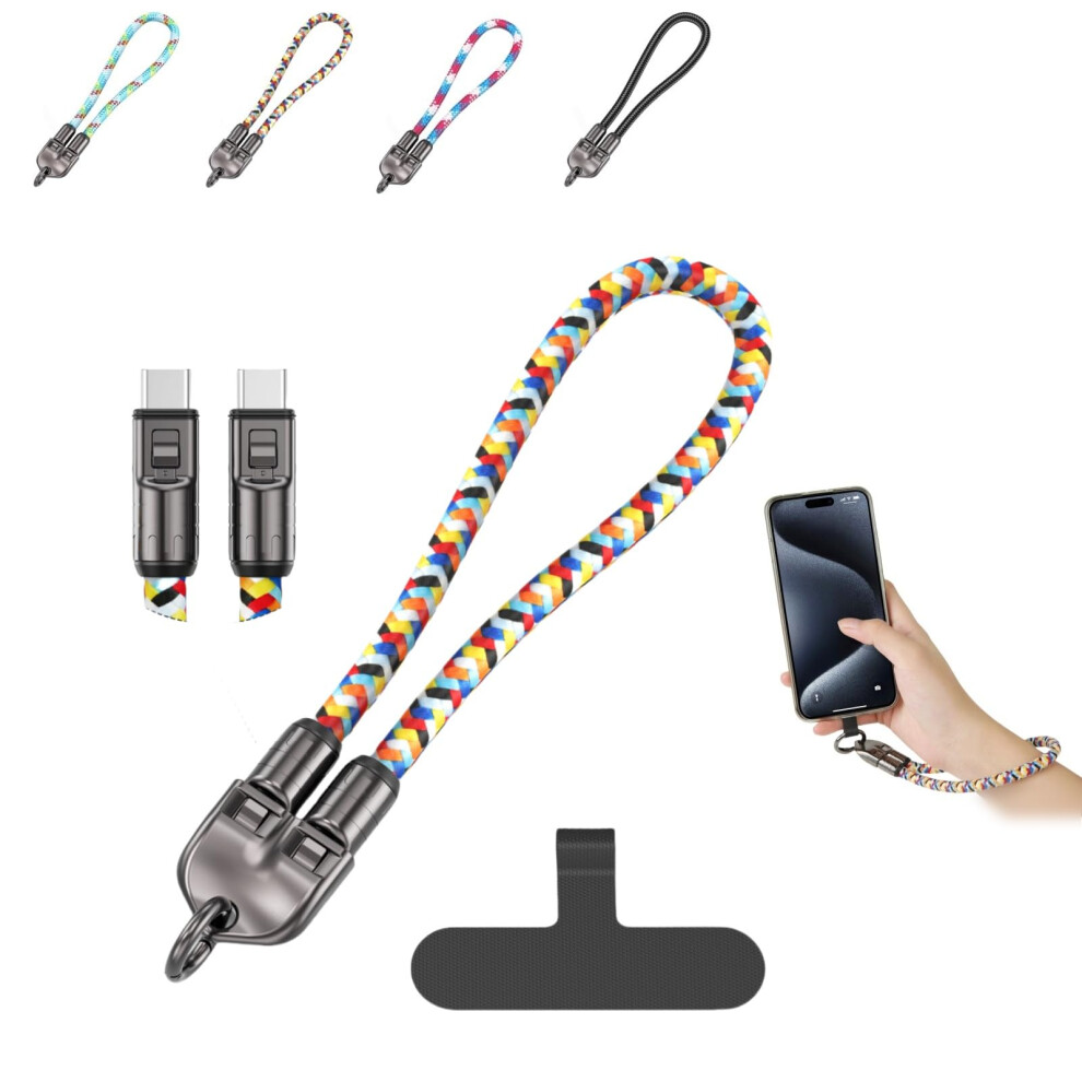 C To C 240W Charging Cable Bracelet Design Crossbody Strap Usb-C To Usb-C 0.3M Rainbow 480Mbps 9105992841547