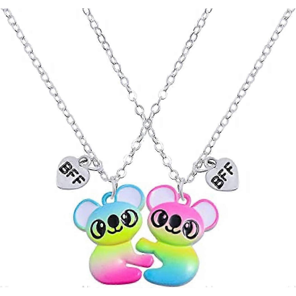 Kikidex (As Show, One Size) Neckcely Best Friend Necklace Kids 2 Pcs Set Bff Friendship Magnetic Half Broken Heart Panda Koala Pendant Jewelry Charm For Girls