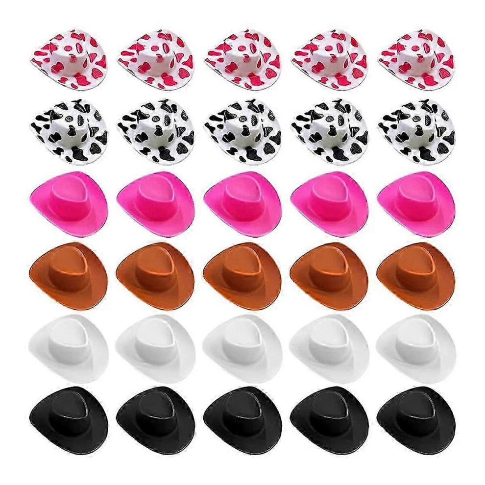 Kikidex (As Show, One Size) 30Pcs Mini Western Cowgirl Hat,Miniature Cute Doll Hat Party Dress,Pretend Play Decoration Accessor