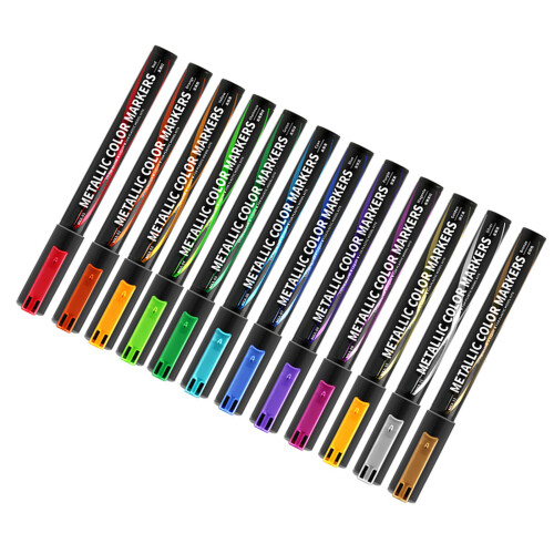 Set mit 12 Metallic-Markierungsstiften, Farbstiften,
