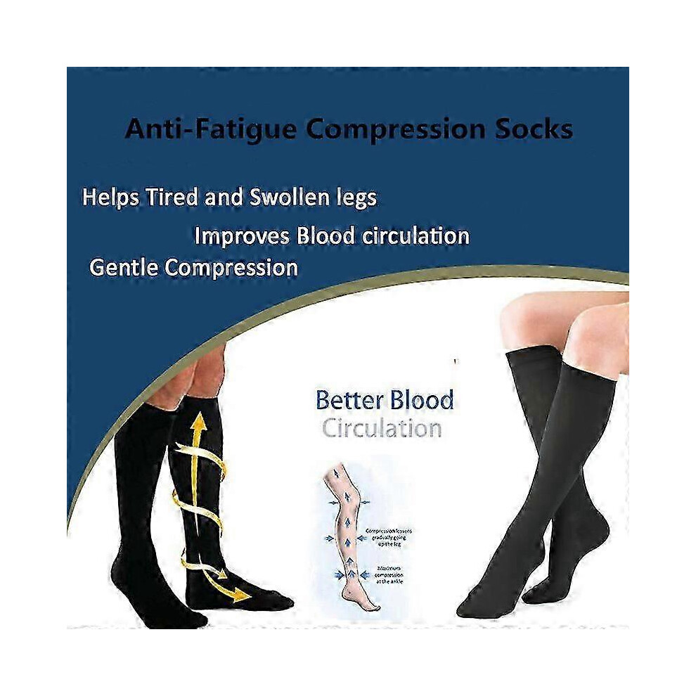 Kikidex (Skin, 2XL) Compression Socks Men Women Anti-Fatigue Varicose Veins Dvt Flight Travel Socks