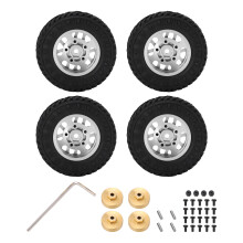 (Silver) 4pcs 55mm Wheel Rim Rubber Tire Brass Counterweight AXIAL SCX24 Red