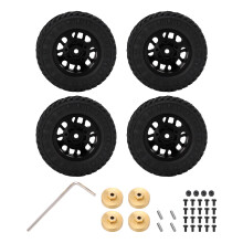 (Black) 4pcs 55mm Wheel Rim Rubber Tire Brass Counterweight AXIAL SCX24 Red