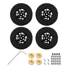(Black) 4Pcs 55mm Rubber Tires Aluminum Alloy Wheel Rim AXIAL SCX24 Red