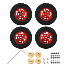 (Red) 4Pcs 55mm Rubber Tires Aluminum Alloy Wheel Rim AXIAL SCX24 Red
