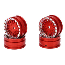 (Red) 4PCS Aluminum Mesh Wheel Rims Hub for AXIAL SCX24 1/24 RC Car Red