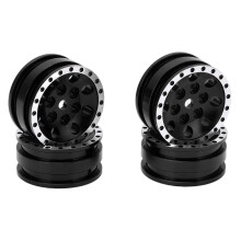 (Black) 4pcs Metal 8 Hole Wheel Hub Rims for Axial SCX24 1/24 RC Car Black