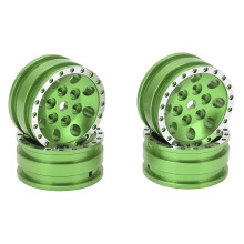 (Green) 4pcs Metal 8 Hole Wheel Hub Rims for Axial SCX24 1/24 RC Car Black