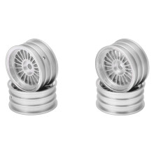 (Silver) 4Pcs Aluminum Wheel Rim for Axial SCX24 1/24 26.5mm 7mm Hex Black