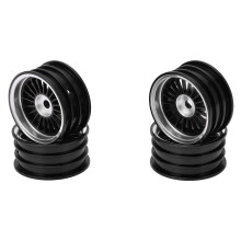 (Black) 4Pcs Aluminum Wheel Rim for Axial SCX24 1/24 26.5mm 7mm Hex Black