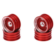 (Red) 4Pcs Aluminum Wheel Rim for Axial SCX24 1/24 26.5mm 7mm Hex Black