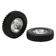 2pcs 85mm Rubber Tires Alloy Rims for Tamiya 1/14 Tractor Truck
