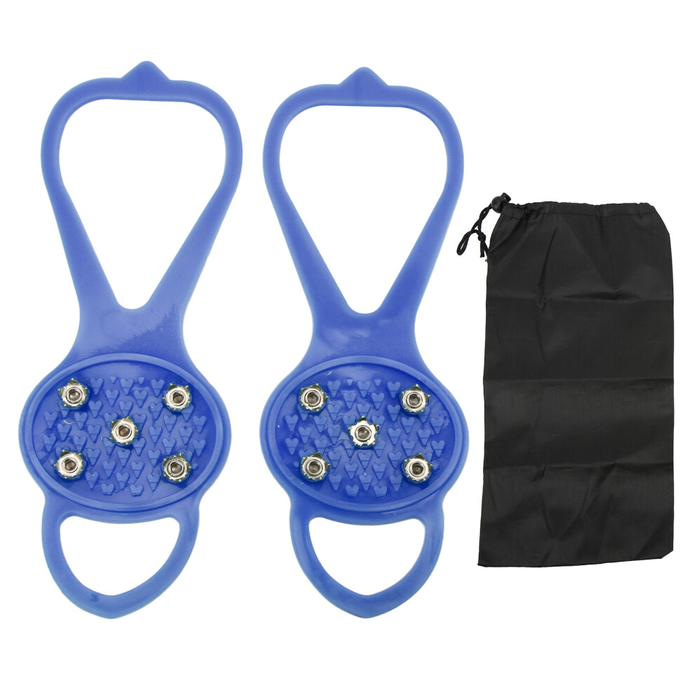 (Blue M (35â41)) Anti Skid 5 Teeth Crampons Winter Shoes Cover Green S (24-34)-image-OPC-PMM2Z5X-NEW