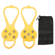 (Yellow M (35‑41)) Anti Skid 5 Teeth Crampons Winter Shoes Cover Green S (24-34)