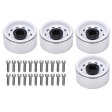 (White) 4pcs 1.9 Inch Metal Wheel Rims 10 Square Hub for AXIAL SCX10