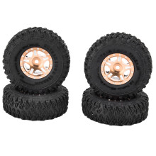 (Earth Yellow) 4pcs 1in Rubber Tires Alloy Rims for SCX24 Earth Yellow