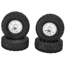 (Titanium Color) 4pcs 1in Rubber Tires Alloy Rims for SCX24 Earth Yellow