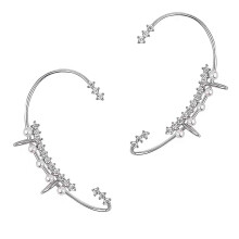 2Pcs Women Silver Pearl Ear Bone Clip Fashionable Non-Piercing Jewelry