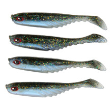 (Golden Green Black) 4PCS AR48 75mm T Tail Soft PVC Jigging Wobblers Yellow White