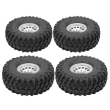 (Silver) 4 Pcs RC Tires Wear Resisting Aluminum Alloy Wheel Rims Black