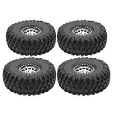 (Silver+Black) 4 Pcs RC Tires Wear Resisting Aluminum Alloy Wheel Rims Black