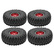 (Black+Red) 4 Pcs RC Tires Wear Resisting Aluminum Alloy Wheel Rims Black