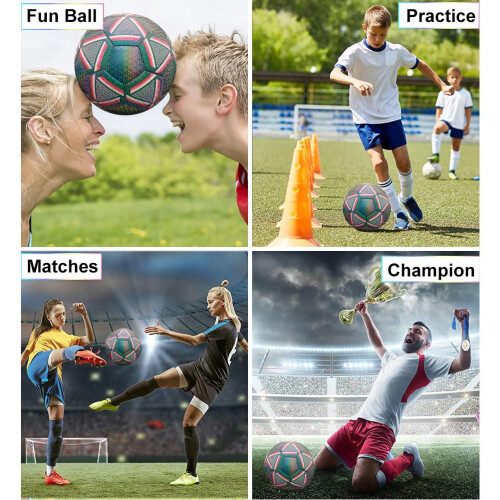 Reflective Soccer Ball Size 4 Durable Kids Training Gift 1