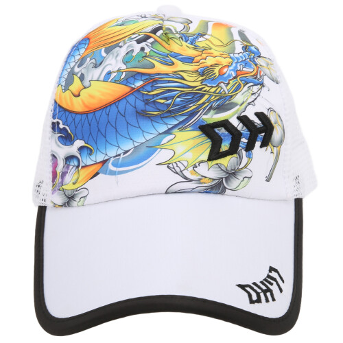 (White) Fishing Hat Polyester Nylon Adjustable Breathable Sweat Proof Cap Red 1