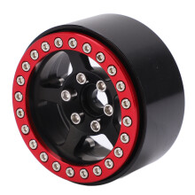 (Reddish Black) 1.9 Inch Beadlock Wheels 5 Hole Silver Aluminum Alloy RC Rims
