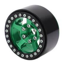 (Fluorescent Green) 1.9 Inch Beadlock Wheels 5 Hole Silver Aluminum Alloy RC Rims