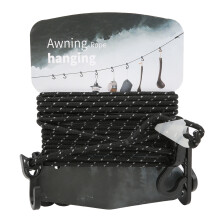 (Black) Camping Hanging Rope Adjustable AntiSkid Strap with Hook (Black)
