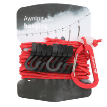 (Red) Camping Hanging Rope Adjustable AntiSkid Strap with Hook (Black)