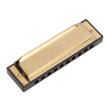 Golden Chrome Plated Copper 10 Hole Harmonica in C Key for Concerts