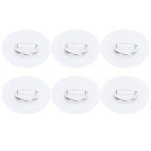 (White) 6 Pcs Inflatable Boat D Ring Pad Patch Stainless Steel Buckle White