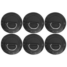 (Black) 6 Pcs Inflatable Boat DRing Pad Patch PVC Stainless Steel Buckle Gray