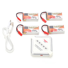4pcs 3.7V 650mAh Lipo Battery Pack with JST Plug Charger