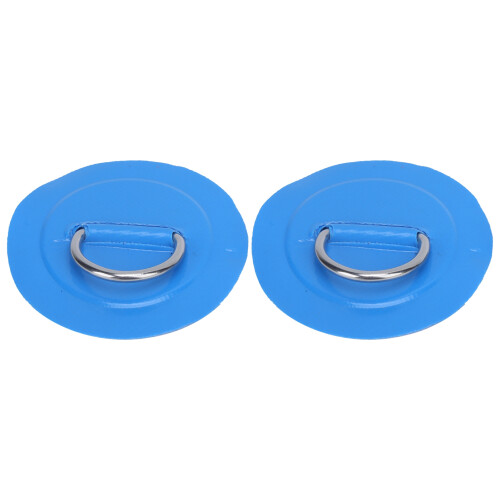 (Blue) 2 Pcs Inflatable Boat D-Ring Patch PVC Stainless Buckle Yellow 1