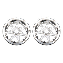 (Silver Black) 2 Pcs RC Aluminium Beadlock Wheel Rim Hub Silver Black