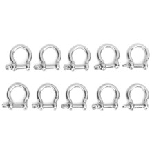 (M6 100kg Load) 10pcs Bow Shackle Stainless Steel D-Ring Anchor Camping Hiking M5 80kg