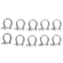 (M4 60kg Load) 10pcs Bow Shackle Stainless Steel D-Ring Anchor Camping Hiking M5 80kg