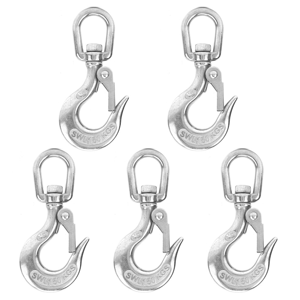 5Pcs Stainless Steel Eye Slip Hooks With Safety Latch 500367884058