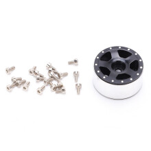 (Black) 4pcs RC Al Alloy Beadlock Wheel Rim Hub for Axial SCX24 1/24 Black